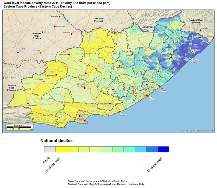 Figure 2. Levels of income poverty in the former Transkei and Ciskei 2011