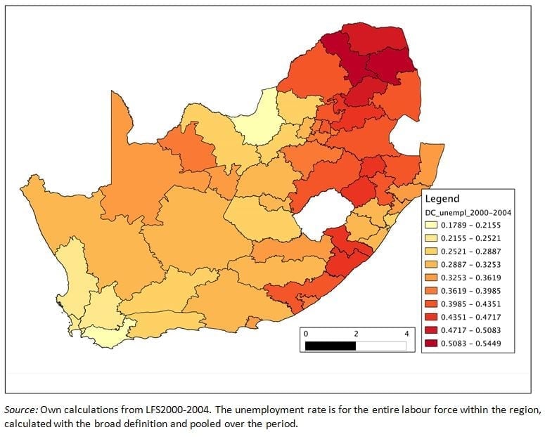 Figure 1. District council unemployment rates (2000-2004)