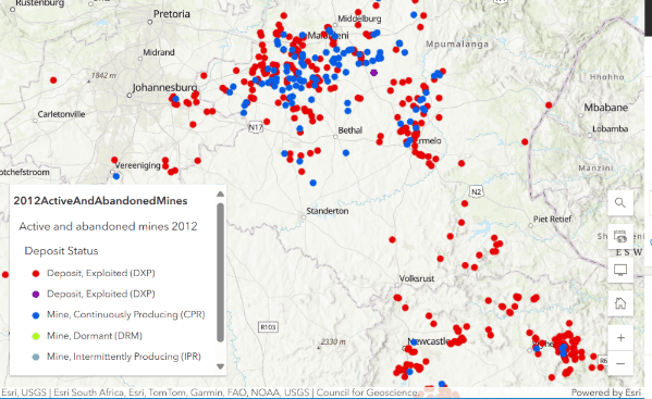 Figure 1: Active and abandoned mines - 2012